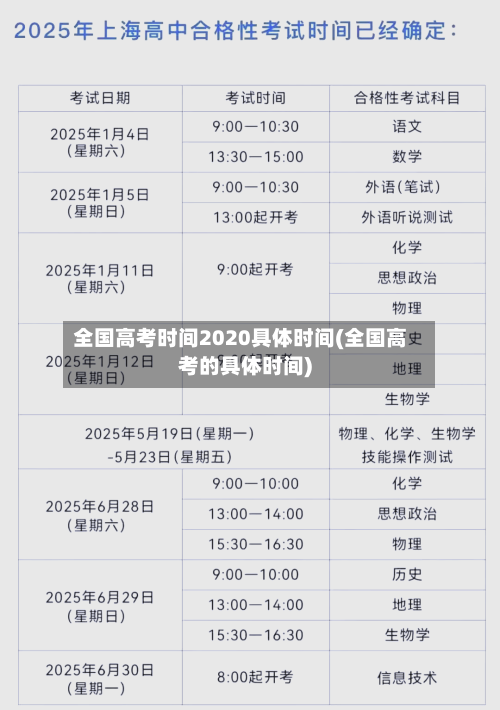 全国高考时间2020具体时间(全国高考的具体时间)