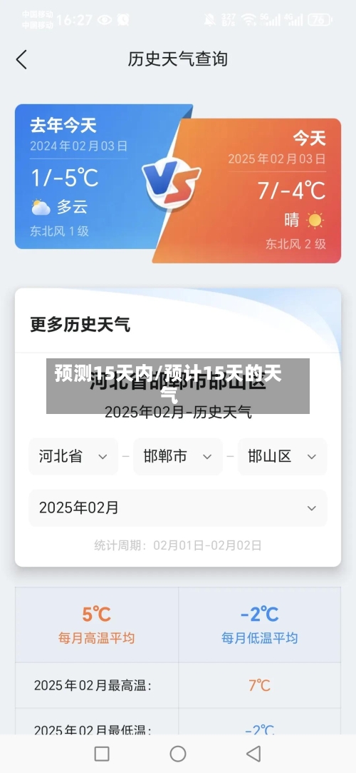 预测15天内/预计15天的天气