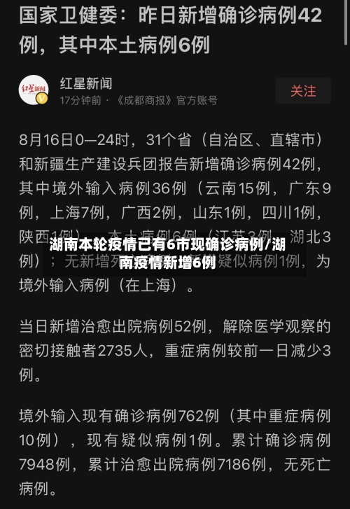 湖南本轮疫情已有6市现确诊病例/湖南疫情新增6例