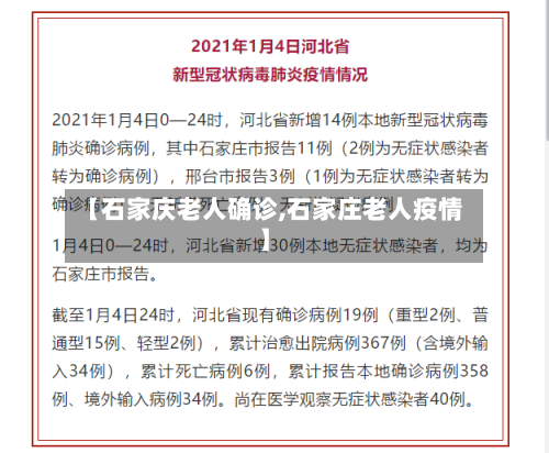 【石家庆老人确诊,石家庄老人疫情】