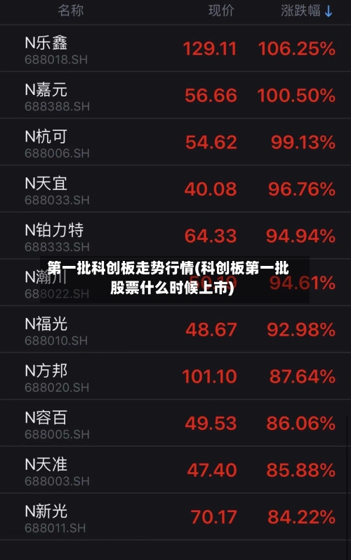 第一批科创板走势行情(科创板第一批股票什么时候上市)
