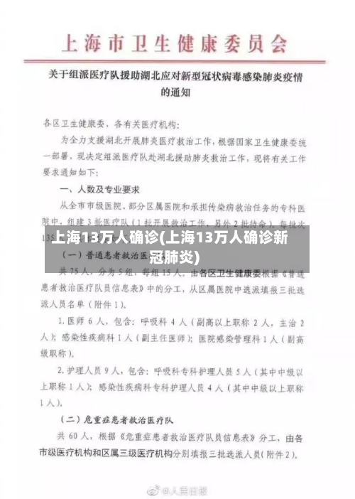 上海13万人确诊(上海13万人确诊新冠肺炎)
