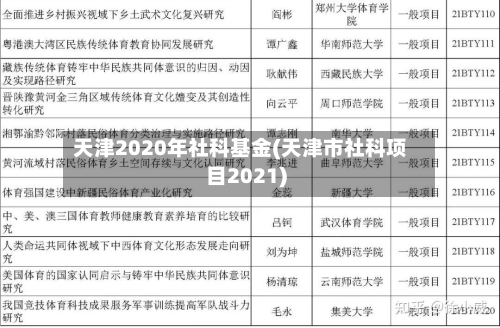 天津2020年社科基金(天津市社科项目2021)