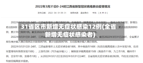 31省区市新增无症状感染12例(全省新增无症状感染者)