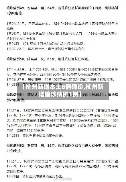 【杭州新增本土8例确诊,杭州新增确诊病例1例】