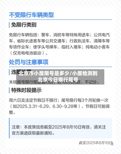 北京市小度限号是多少/小度检测到北京今日限行尾号