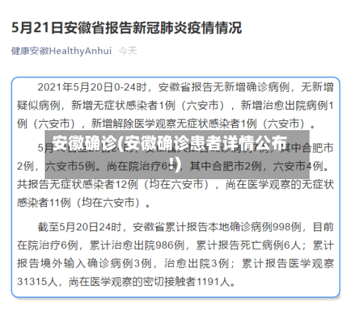 安徽确诊(安徽确诊患者详情公布!)