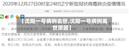 【沈阳一号病例去世,沈阳一号病例离世原因】