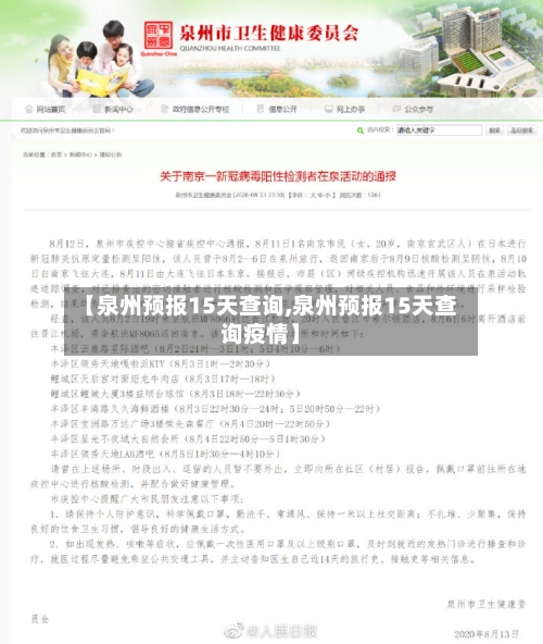 【泉州预报15天查询,泉州预报15天查询疫情】