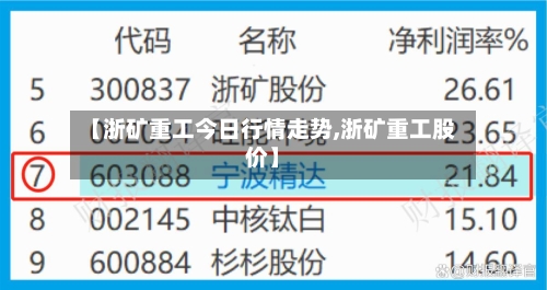 【浙矿重工今日行情走势,浙矿重工股价】