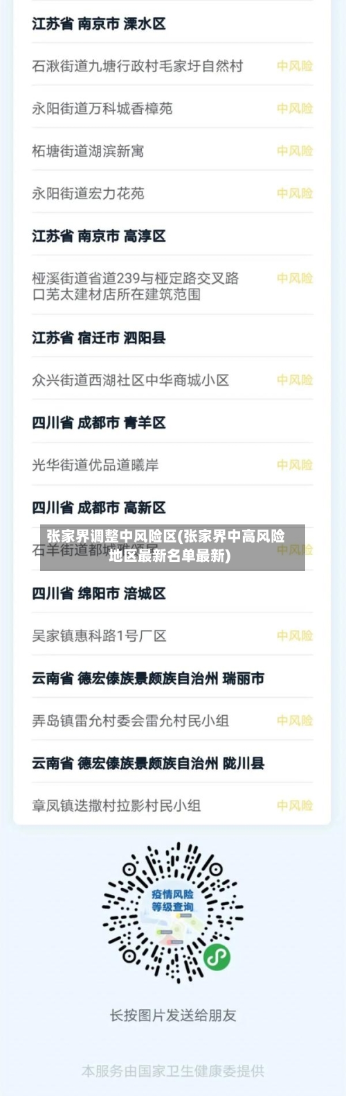 张家界调整中风险区(张家界中高风险地区最新名单最新)