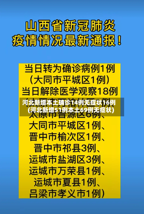 河北新增本土确诊14例无症状16例(河北新增51例本土69例无症状)