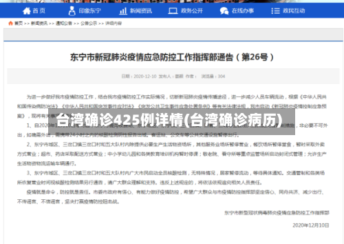 台湾确诊425例详情(台湾确诊病历)