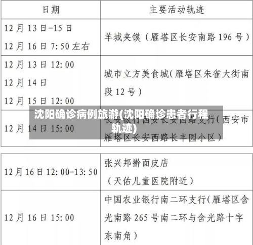 沈阳确诊病例旅游(沈阳确诊患者行程轨迹)