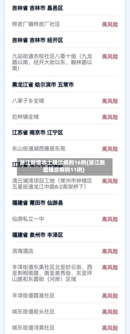 浙江新增本土确诊病例16例(浙江新增确诊病例11例)