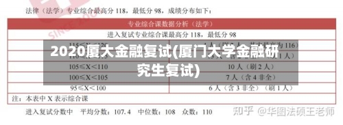 2020厦大金融复试(厦门大学金融研究生复试)