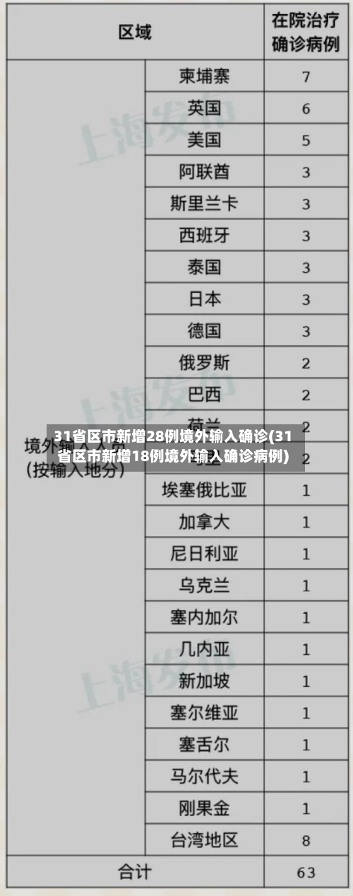 31省区市新增28例境外输入确诊(31省区市新增18例境外输入确诊病例)