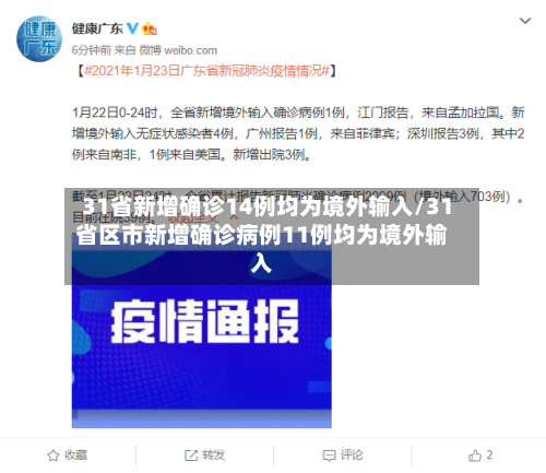 31省新增确诊14例均为境外输入/31省区市新增确诊病例11例均为境外输入