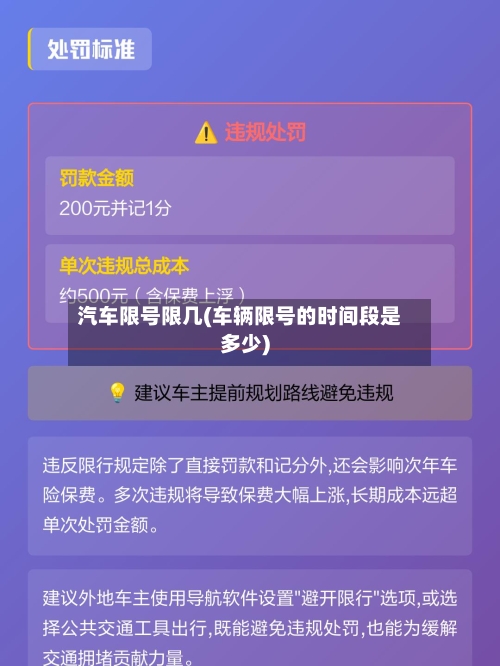 汽车限号限几(车辆限号的时间段是多少)