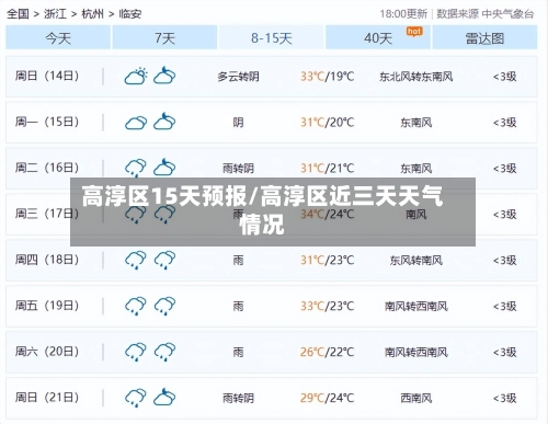 高淳区15天预报/高淳区近三天天气情况