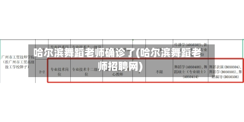 哈尔滨舞蹈老师确诊了(哈尔滨舞蹈老师招聘网)