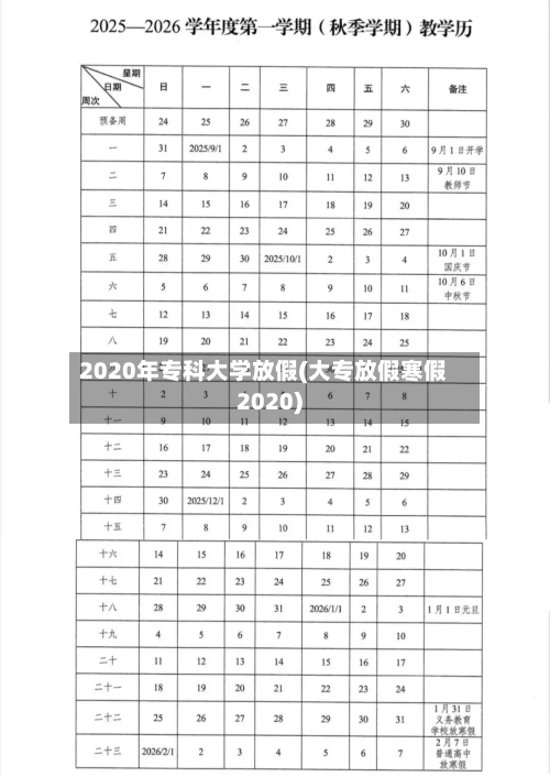 2020年专科大学放假(大专放假寒假2020)