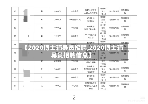 【2020博士辅导员招聘,2020博士辅导员招聘信息】