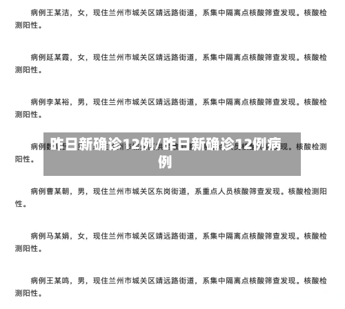 昨日新确诊12例/昨日新确诊12例病例
