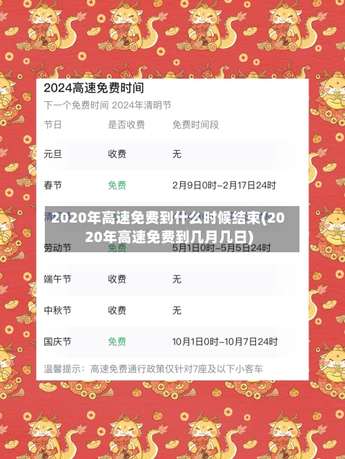 2020年高速免费到什么时候结束(2020年高速免费到几月几日)