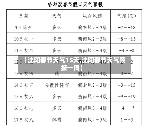 【沈阳春节天气15天,沈阳春节天气预报一周】