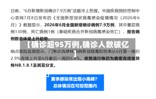 【确诊超95万例,确诊人数破亿】