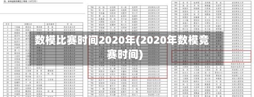 数模比赛时间2020年(2020年数模竞赛时间)