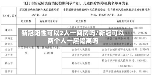 新冠阳性可以2人一间房吗/新冠可以两个人一起隔离吗