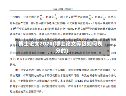 博士论文2020(博士论文等级如何划分的)