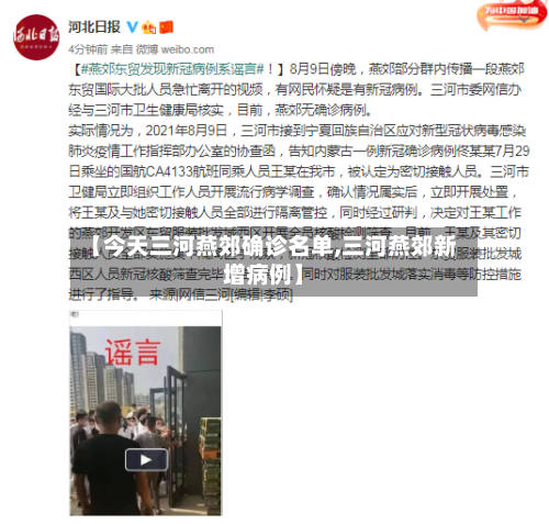 【今天三河燕郊确诊名单,三河燕郊新增病例】