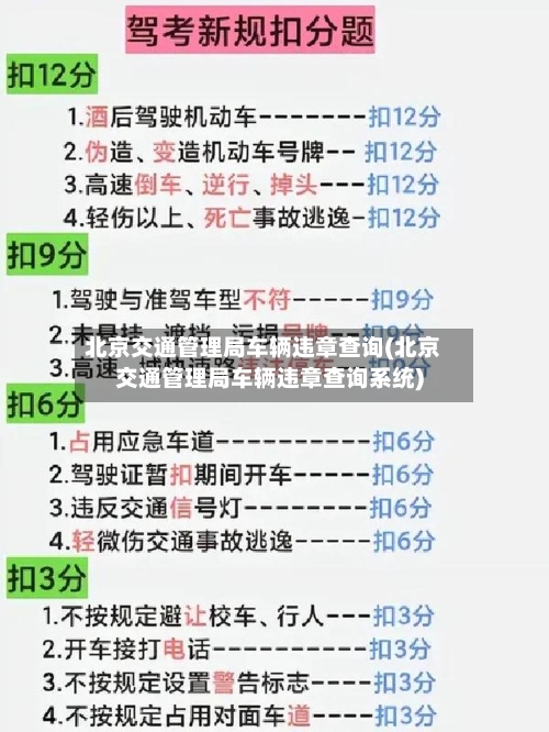 北京交通管理局车辆违章查询(北京交通管理局车辆违章查询系统)