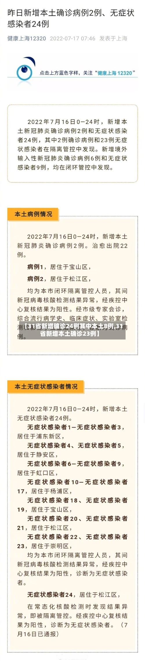 【31省新增确诊24例其中本土8例,31省新增本土确诊23例】