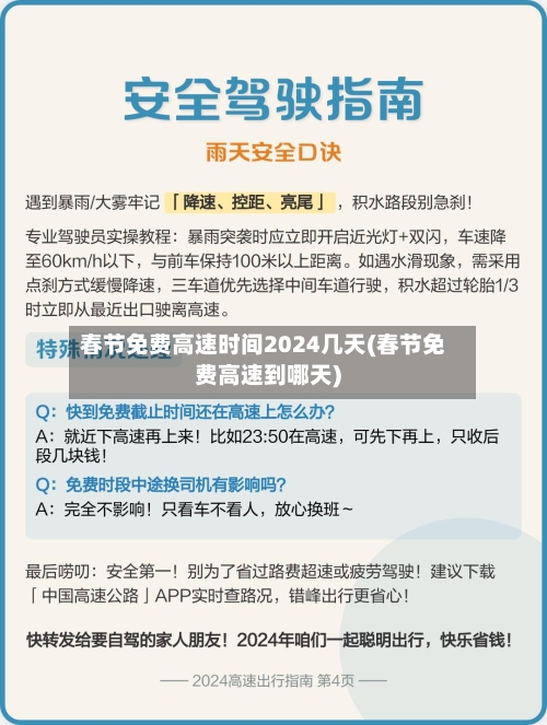 春节免费高速时间2024几天(春节免费高速到哪天)