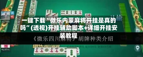 一键下载“微乐内蒙麻将开挂是真的吗”(透视)开挂辅助脚本+详细开挂安装教程