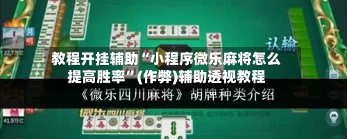 教程开挂辅助“小程序微乐麻将怎么提高胜率”(作弊)辅助透视教程