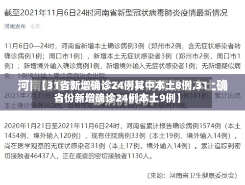 【31省新增确诊24例其中本土8例,31省份新增确诊24例本土9例】