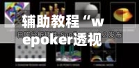 辅助教程“wepoker透视辅助挂软件”智能透视稳定辅助