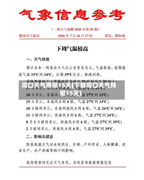 周口天气雨报15天(下载周口天气预报15天)