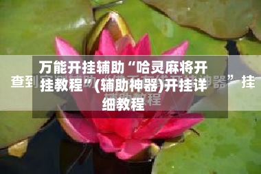 万能开挂辅助“哈灵麻将开挂教程”(辅助神器)开挂详细教程