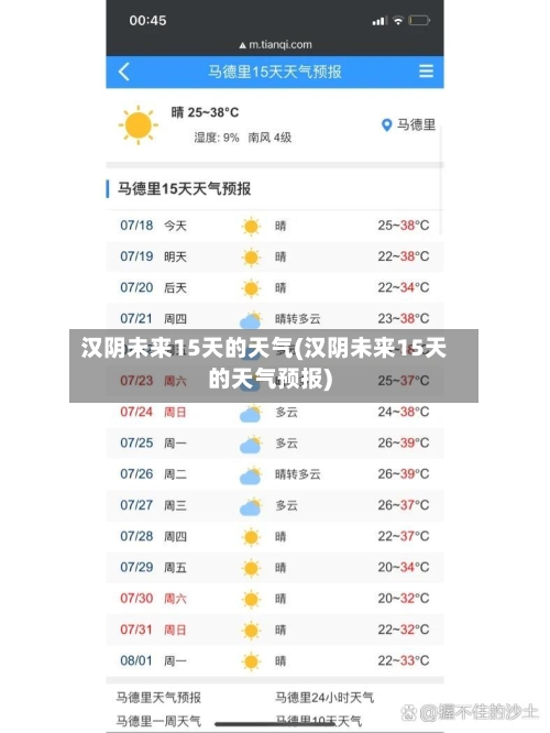 汉阴未来15天的天气(汉阴未来15天的天气预报)