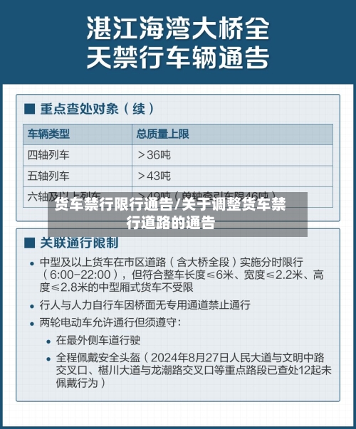 货车禁行限行通告/关于调整货车禁行道路的通告