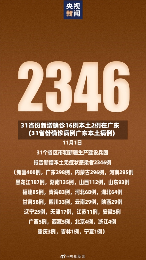31省份新增确诊16例本土2例在广东(31省份确诊病例广东本土病例)
