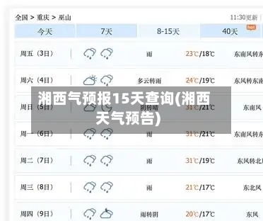 湘西气预报15天查询(湘西天气预告)