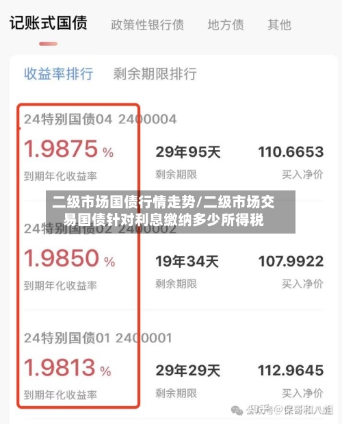 二级市场国债行情走势/二级市场交易国债针对利息缴纳多少所得税