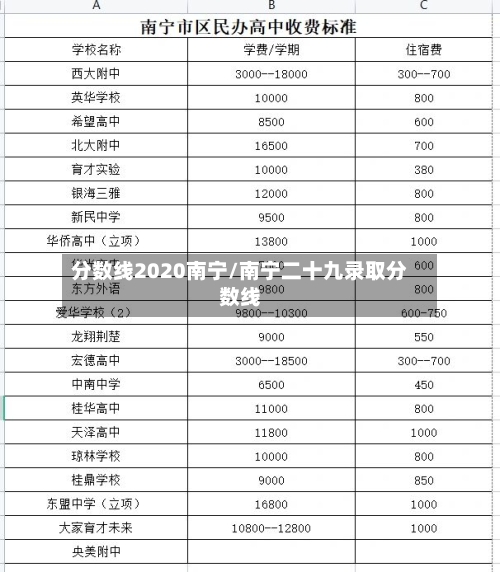 分数线2020南宁/南宁二十九录取分数线